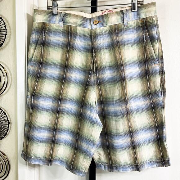 Tommy Bahama Other - Tommy Bahama Mens 100% Linen Shorts - Green Blue Plaid, Size 35